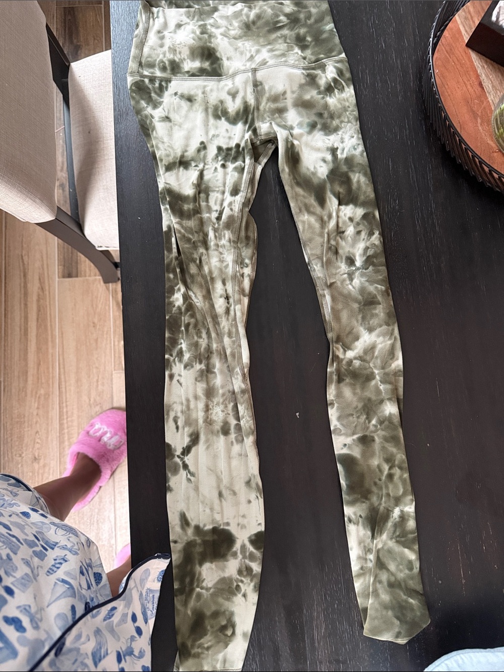 lululemon athletica Olive and Cream Tie-Dye Leggings